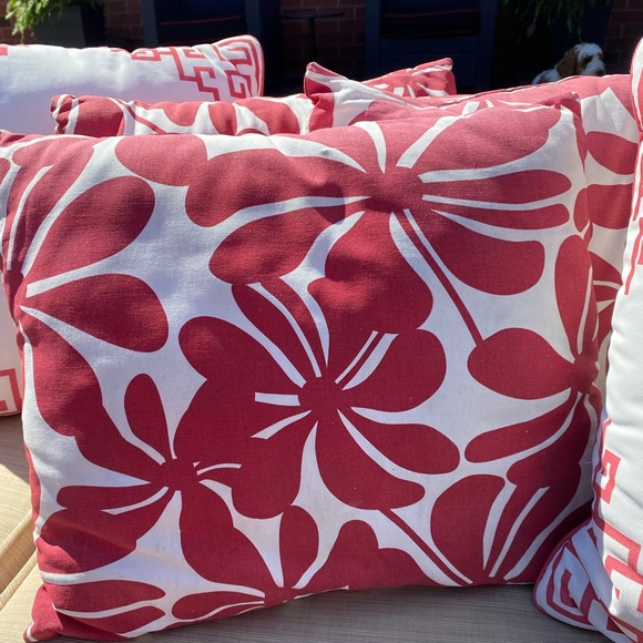 Outdoor pillows red & white 9 pieces - Picture 2 of 3